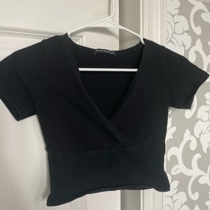 BRANDY MELVILLE wrap top black cropped short sleeve